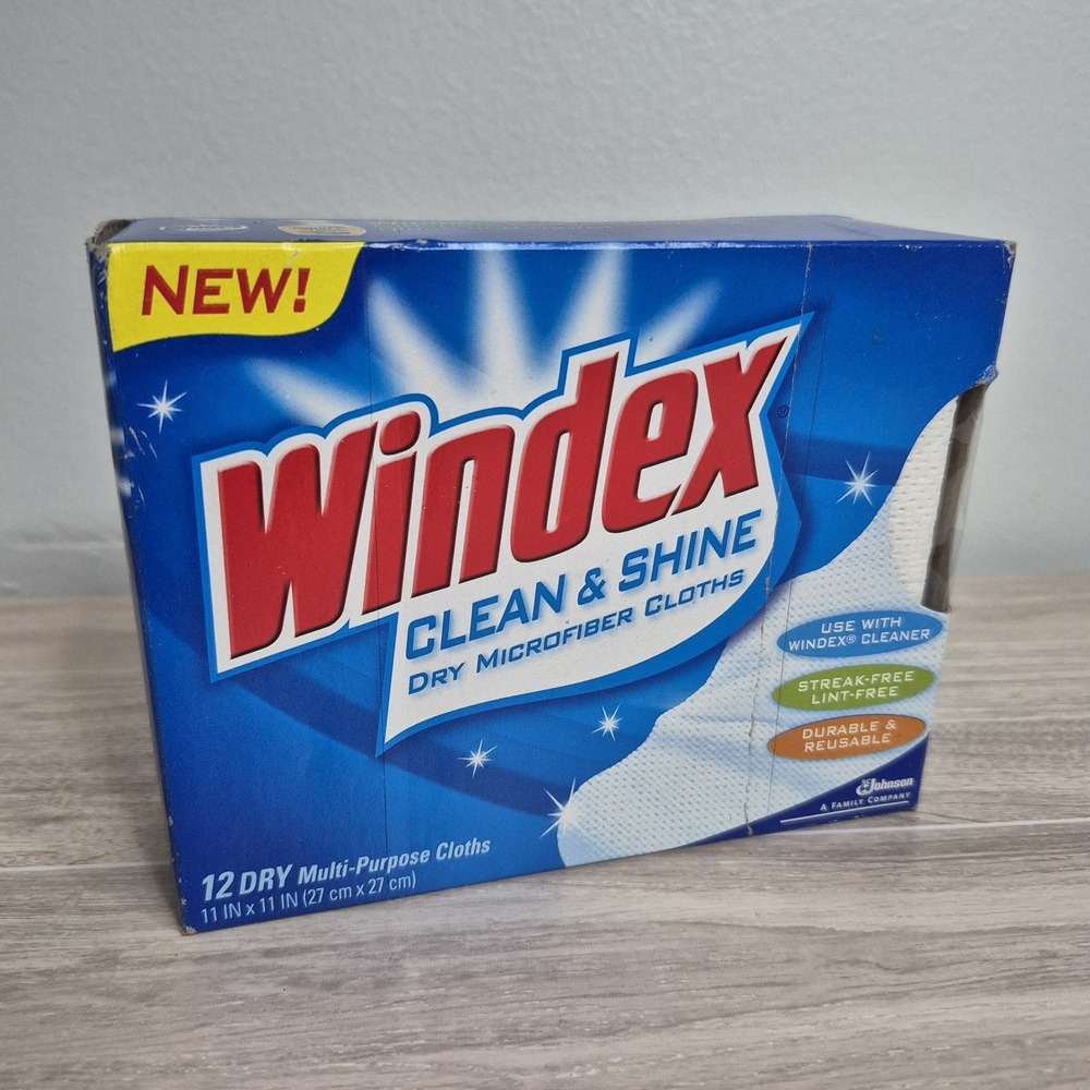 Windex Clean & Shine Dry Microfiber  12 Cloths Discontinued Reusable Streak Free